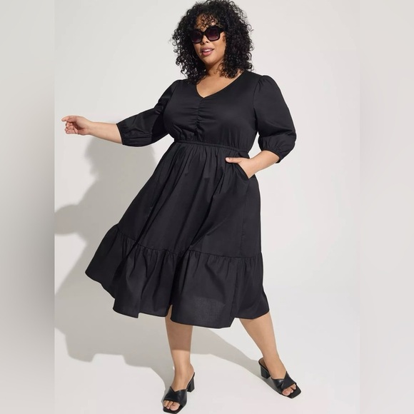 Torrid Midi Poplin Tiered Dress Size 3X(22/24) - Picture 1 of 13